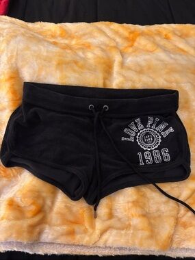 PINK Victoria's Secret Black Terry Drawstring Athletic Shorts